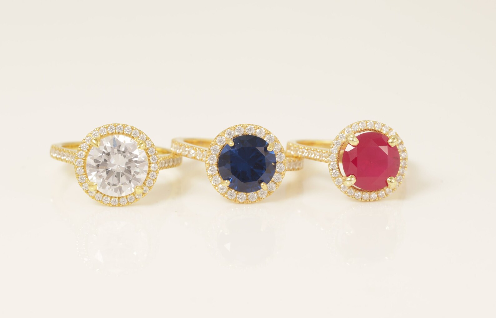 Diamond Halo Gemstones Engagement Ring, Birthstone Ring, Bridal Promise Ring Gift for Her, Anniversary Ring
